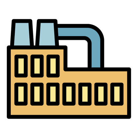 Recycling plant icon. Outline recycling plant vector icon color flat isolatedのイラスト素材