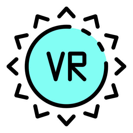 Vr solar sun icon. Outline vr solar sun vector icon color flat isolatedのイラスト素材