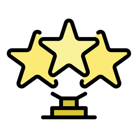 Star gold cup icon. Outline star gold cup vector icon color flat isolated