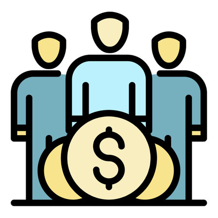 Finance people group icon. Outline finance people group vector icon color flat isolatedのイラスト素材