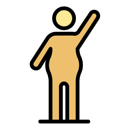 Man overweight icon. Outline man overweight vector icon color flat isolatedのイラスト素材