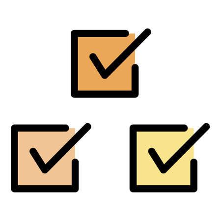 Three checkboxes icon. Outline three checkboxes vector icon color flat isolatedのイラスト素材