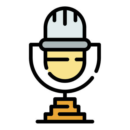 Retro microphone icon. Outline retro microphone vector icon color flat isolatedのイラスト素材
