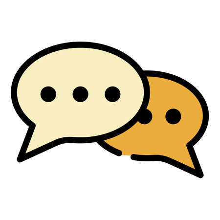 Chat bubbles icon. Outline chat bubbles vector icon color flat isolatedのイラスト素材