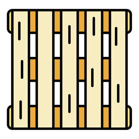Factory pallet icon. Outline factory pallet vector icon color flat isolatedのイラスト素材