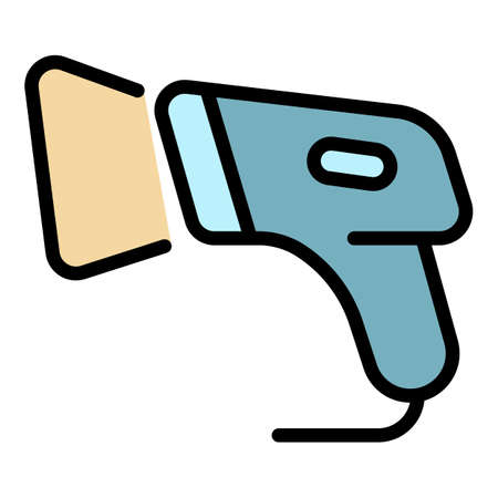 Warehouse barcode scanner icon. Outline warehouse barcode scanner vector icon color flat isolatedのイラスト素材