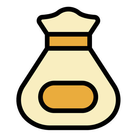 Farmer sack icon. Outline farmer sack vector icon color flat isolatedのイラスト素材