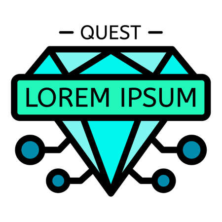 Diamond quest icon. Outline diamond quest vector icon color flat isolatedのイラスト素材