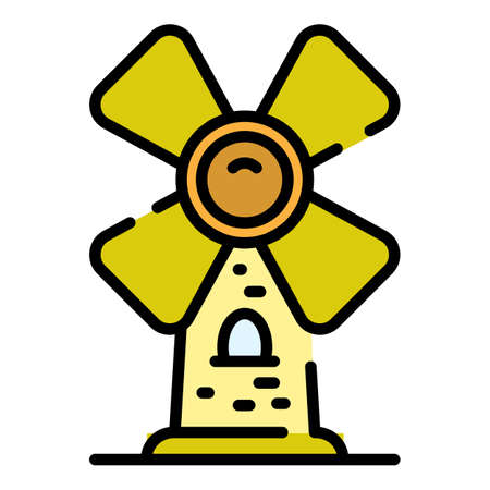 Farm mill icon. Outline farm mill vector icon color flat isolatedのイラスト素材