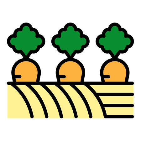 Carrots in farm garden icon. Outline carrots in farm garden vector icon color flat isolatedのイラスト素材