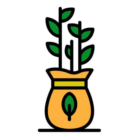 Plant seed sack icon. Outline plant seed sack vector icon color flat isolatedのイラスト素材
