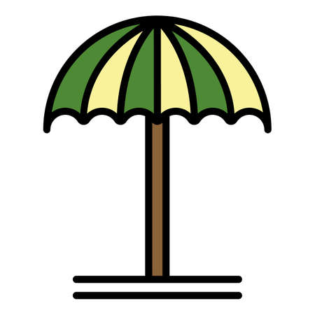 Beach umbrella icon. Outline beach umbrella vector icon color flat isolatedのイラスト素材