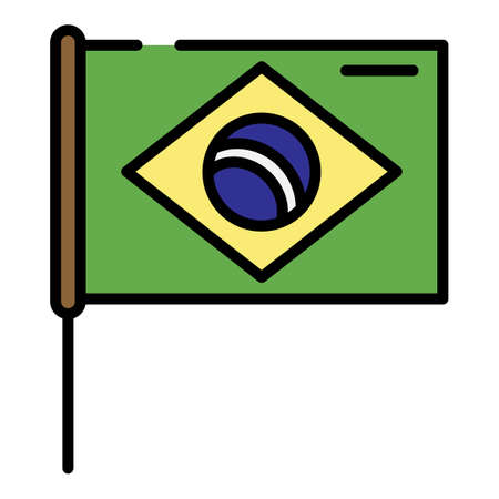 Brazil flag icon. Outline Brazil flag vector icon color flat isolatedのイラスト素材