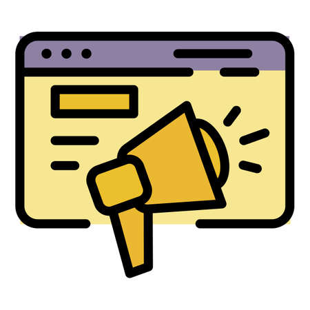 Application alert icon. Outline application alert vector icon color flat isolatedのイラスト素材