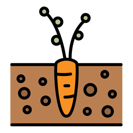 Carrot in the soil icon. Outline carrot in the soil vector icon color flat isolatedのイラスト素材
