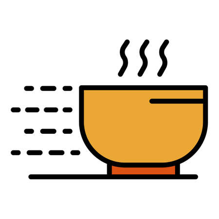 Soup delivery icon. Outline soup delivery vector icon color flat isolatedのイラスト素材