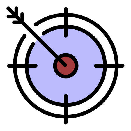 Arrow in target icon. Outline arrow in target vector icon color flat isolatedのイラスト素材