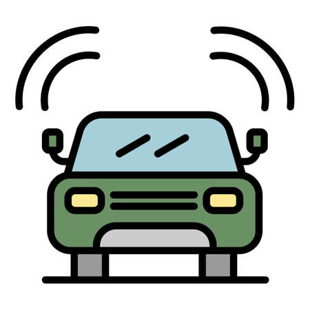 Front view machine icon. Outline front view machine vector icon color flat isolatedのイラスト素材