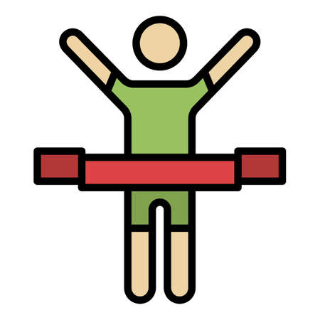 Crosses the finish line icon. Outline crosses the finish line vector icon color flat isolatedのイラスト素材
