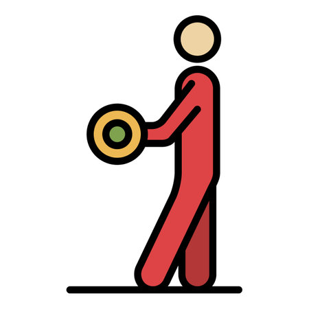 Athlete with dumbbell icon. Outline athlete with dumbbell vector icon color flat isolatedのイラスト素材