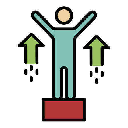 Pedestal climb icon. Outline pedestal climb vector icon color flat isolatedのイラスト素材