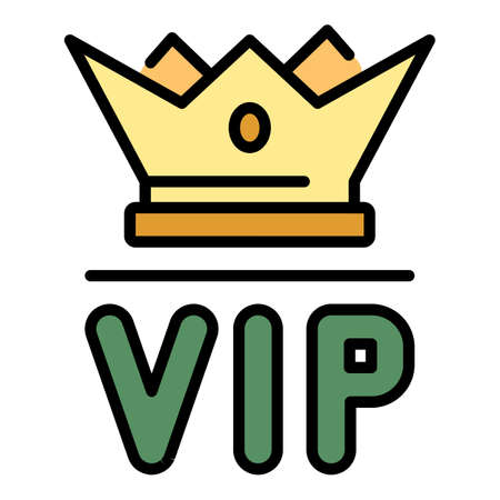 VIP crown icon. Outline VIP crown vector icon color flat isolatedのイラスト素材