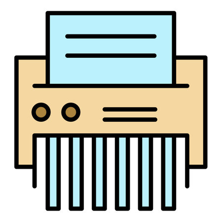Office shredder icon. Outline office shredder vector icon color flat isolatedのイラスト素材