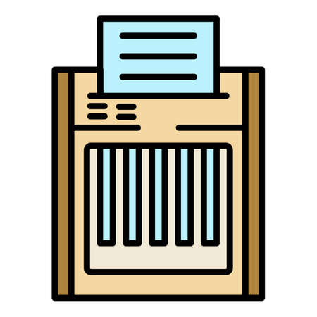 Paper shredder icon. Outline paper shredder vector icon color flat isolatedのイラスト素材