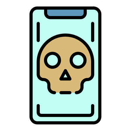 Hacked smartphone icon. Outline hacked smartphone vector icon color flat isolatedのイラスト素材