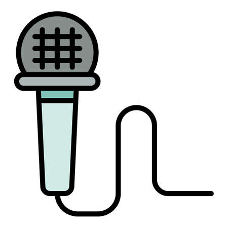 Wired microphone icon. Outline wired microphone vector icon color flat isolatedのイラスト素材