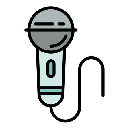 Karaoke microphone icon. Outline karaoke microphone vector icon color flat isolatedのイラスト素材