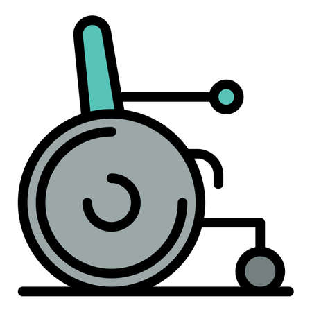 Wheelchair for military icon. Outline wheelchair for military vector icon color flat isolatedのイラスト素材