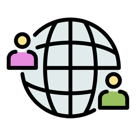 Global advice icon. Outline global advice vector icon color flat isolatedのイラスト素材