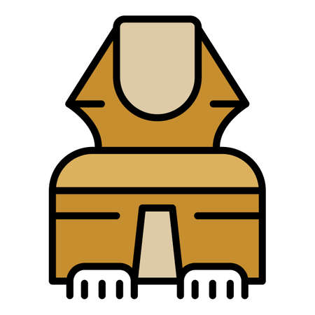 Egyptian sphinx in front icon. Outline egyptian sphinx in front vector icon color flat isolatedのイラスト素材