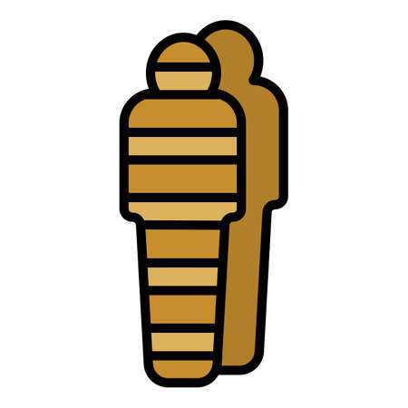 Egyptian mummy icon. Outline egyptian mummy vector icon color flat isolatedのイラスト素材