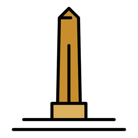 Egyptian obelisk icon. Outline Egyptian obelisk vector icon color flat isolatedのイラスト素材