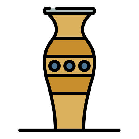 Ancient vase icon. Outline ancient vase vector icon color flat isolatedのイラスト素材