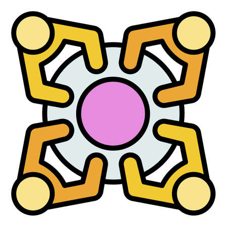 People at the round table icon. Outline people at the round table vector icon color flat isolatedのイラスト素材