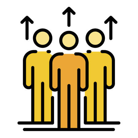 People up arrows icon. Outline people up arrows vector icon color flat isolatedのイラスト素材