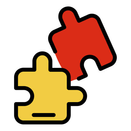 Jigsaw part icon. Outline jigsaw part vector icon color flat isolatedのイラスト素材