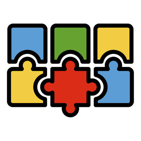 Puzzle combination icon. Outline puzzle combination vector icon color flat isolatedのイラスト素材
