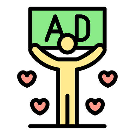 Favorite ad icon. Outline favorite ad vector icon color flat isolatedのイラスト素材