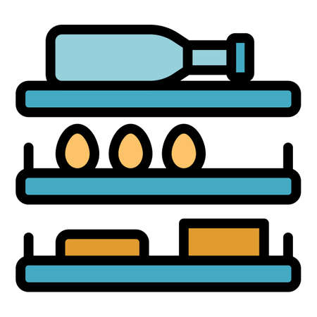 Refrigerator shelves icon. Outline refrigerator shelves vector icon color flat isolatedのイラスト素材