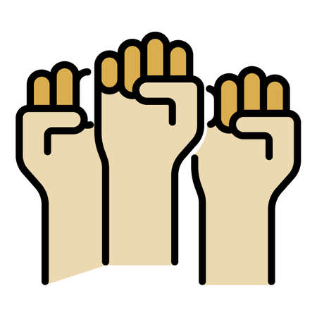 Protest fists icon. Outline protest fists vector icon color flat isolatedのイラスト素材