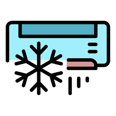 Air conditioning snowflake icon. Outline air conditioning snowflake vector icon color flat isolatedのイラスト素材