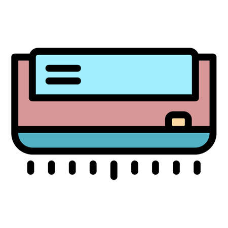 Home air conditioning icon. Outline home air conditioning vector icon color flat isolatedのイラスト素材