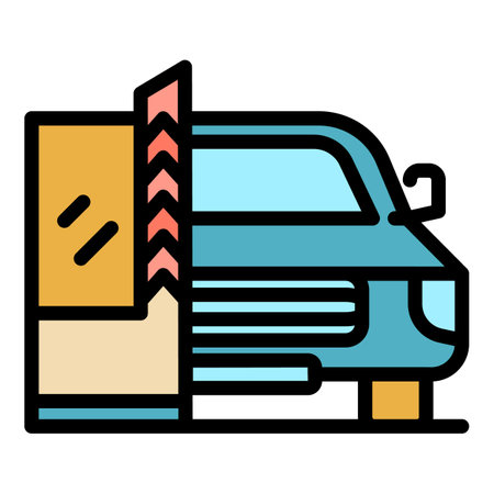 Car parking barrier icon. Outline car parking barrier vector icon color flat isolatedのイラスト素材