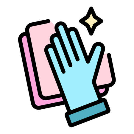 Cleaning rag icon. Outline cleaning rag vector icon color flat isolated