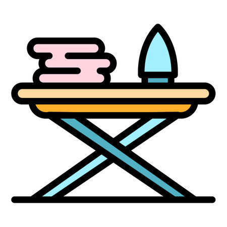 Ironing board icon. Outline ironing board vector icon color flat isolatedのイラスト素材