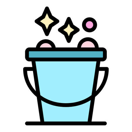 Foam bucket icon. Outline foam bucket vector icon color flat isolatedのイラスト素材